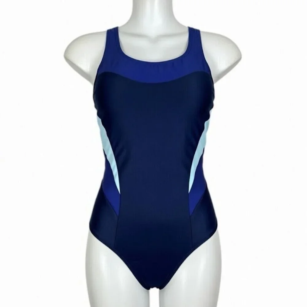 Color block One Piece Swimsuit - Blue & Teal - Size M - NWOT - Picture 1 of 4